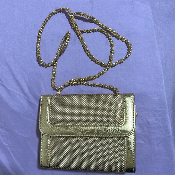 Vintage Whiting and Davis gold metal mesh bag clutch purse prom wedding formal - Picture 1 of 6